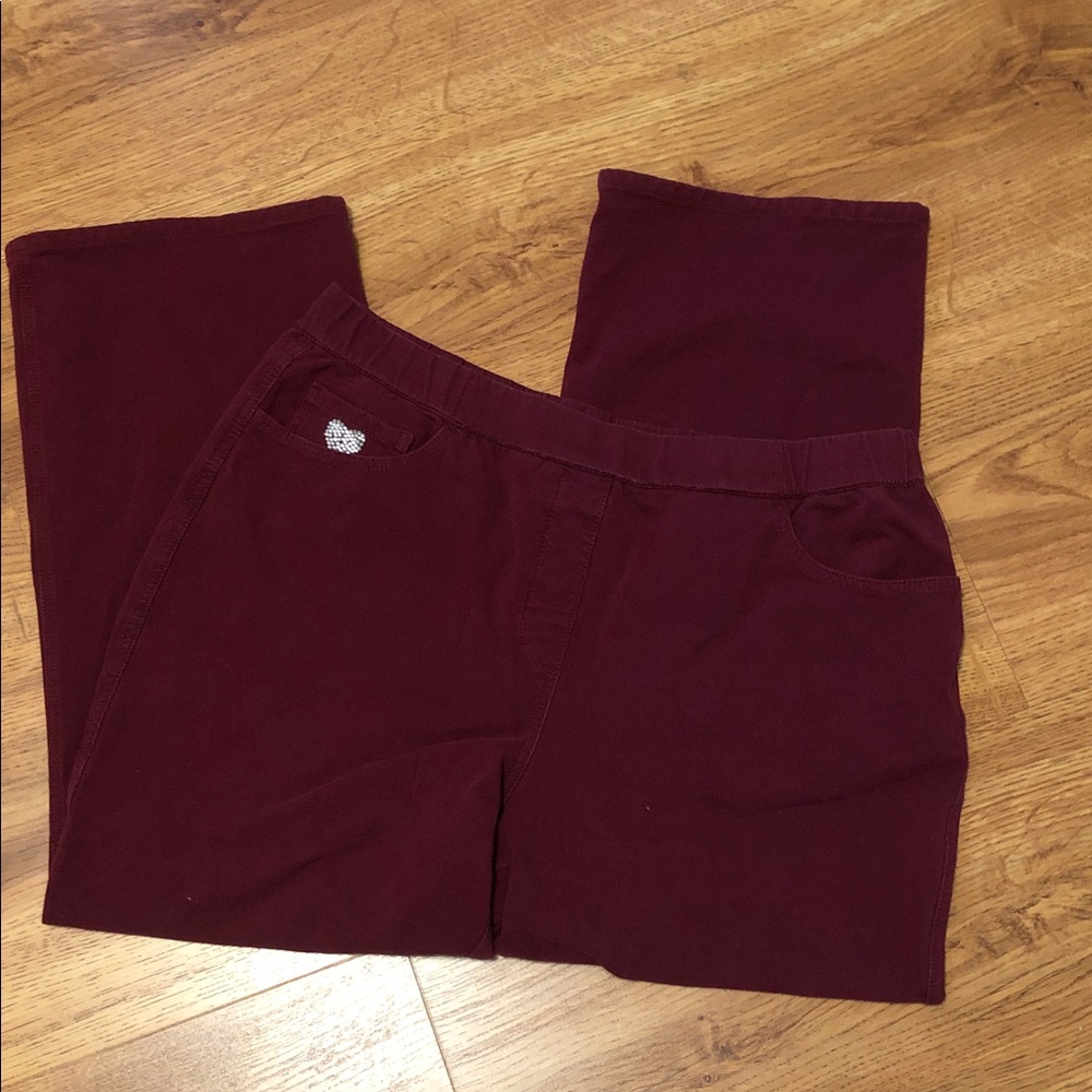 Burgundy Pants with Pocket Detail Quacker Factory XL short
